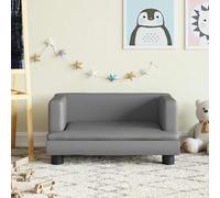 Kaloriko Canapé pour enfant gris en cuir synthétique 60 x 40 x 30 cm avec cadre en bois de pin solide pour chambre d'enfant, salle de jeux pour s'asseoir, se détendre et jouer avec rembourrage en