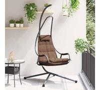 Kaloriko Chaise à suspendre en acier marron café 94 x 107 x 196,5 cm avec coussin, pliable et réglable, pour balcon, terrasse, jardin, salon résistant aux intempéries, pour loisirs détendus