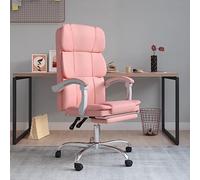Kaloriko Chaise de bureau inclinable en cuir synthétique rose - Chaise pivotante ergonomique avec roulettes - Hauteur réglable - Avec accoudoirs et dossier - Pour le bureau à domicile et les jeux