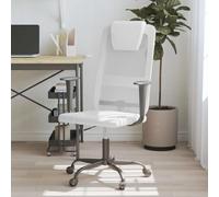 Kaloriko Chaise de bureau réglable en hauteur blanche avec maille et cuir synthétique, chaise de bureau ergonomique avec accoudoirs, appui-tête, fonction rotative, respirante et robuste pour le bureau