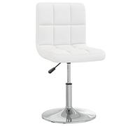 Kaloriko Chaise de salle à manger blanche en cuir synthétique avec structure en acier chromé, réglable en hauteur, pivotante, rembourrée, confortable, avec dossier pour cuisine, salon, salle à manger