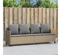 Kaloriko Chaise longue avec coussin, beige, en polyrotin, réglable, avec accoudoirs et dossier, résistante aux intempéries, pour jardin, terrasse, balcon, piscine, extérieur, relaxante, stable et peu