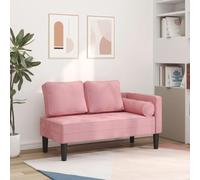 Kaloriko Chaise longue avec coussin rose en velours confortable pour salon, chambre à coucher, bureau, rembourrage ergonomique avec dossier et accoudoirs pour se reposer et lire