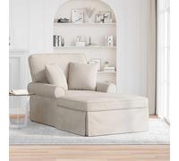 Kaloriko Chaise longue avec jupe et coussin Crème 157 x 91 x 91 cm ARES Polyester Chaise longue avec accoudoirs et rembourrage pour salon coin lecture et détente