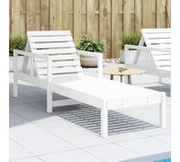 Kaloriko Chaise longue blanche en pin massif 199,5 x 62 x 55 cm avec dossier réglable pour jardin, terrasse, piscine, position relaxante et utilisation en extérieur résistante aux intempéries