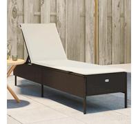 Kaloriko Chaise Longue en résine tressée Marron avec Coussin Blanc crème, Dossier réglable 5 Positions, Fauteuil Relax inclinable pour Jardin terrasse Piscine extérieur, Confort et détente Durable