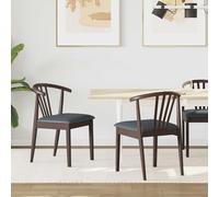Kaloriko Chaise Salle à Manger 2 pcs Marron Clair et Noir Bois Massif d'hévéa avec Coussin Confortable Design Vintage pour Cuisine Bureau Salon