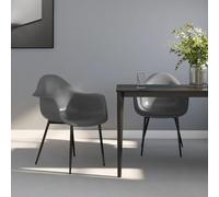 Kaloriko Chaises à dîner en polypropylène Gris Lot de 2 avec Pieds métal Enduit Robustes, Design Minimaliste Ergonomique pour Cuisine Salle à Manger Moderne et Confort Optimal