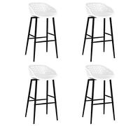 Kaloriko Chaises de Bar Lot de 4 Blanc, Tabouret Chaise pour comptoir, Assise Ergonomique avec Dossier Bas Aspect Maille, PP et métal, Cuisine Salle à Manger îlot Central Restaurant café pub