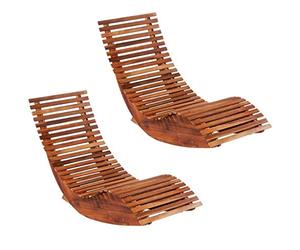 Kaloriko Chaises Longues basculantes en Bois d'acacia Lot de 2 avec Dossier inclinable et accoudoir pour Jardin terrasse Piscine extérieur Patio Confort détente Relaxation