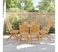 Kaloriko Chaises Pliantes de Jardin en Bambou Lot de 8 fauteuils 46x66x99 cm avec Dossier Confort pour terrasse Balcon extérieur Patio Repas détente