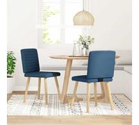 Kaloriko Chaises Salle à Manger Lot de 2 Bleu Tissu Polyester rembourrées Mousse avec Dossier et Pieds métal Bois hévéa 45x54x86 cm Chaise Confortable Salle Cuisine Salon Design scandinave Moderne
