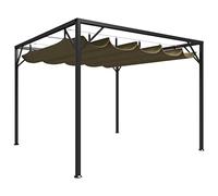 Kaloriko Chapiteau de Jardin Taupe 3 x 3 m avec auvent rétractable, Structure Acier Enduit, Toile Polyester 180 g/m², Protection Soleil Pluie pour terrasse Jardin Patio Balcon
