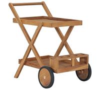 Kaloriko Chariot à thé en Bois de Teck Solide, desserte Chariot roulante, Meuble Table pour Buffet Console Etagere Bar servante Rangement, 54 x 82 x 83 cm avec Roulette pour Cuisine Salon Salle a