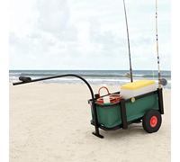 Kaloriko Chariot de pêche avec sac noir en acier, volume de 54 l, capacité de charge de 40 kg, 2 roues pneumatiques, 5 supports de canne, transport pratique pour le camping, la pêche et les activités