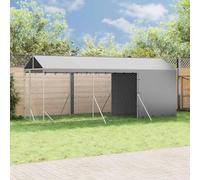 Kaloriko Chenil d'extérieur argenté avec Toit pour Chiens, Niche enclos Cage Parc de 2 x 6 x 2,5 m, Acier galvanisé et PE, Porte verrouillable, Jardin, sécurité, Protection Pluie Hiver