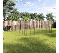 Kaloriko Chenil Noir en Acier Enduit de Poudre 25,41 m2 avec Toit PE, Porte verrouillable, Parc extérieur pour Chien, enclos de Jardin, sécurité et Ventilation