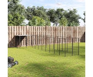 Kaloriko Chenil Noir enclos Cage Parc pour Chiens 7,26 m2 Acier Enduit de Poudre, Toit en PE résistant a l Eau, Porte a loquet, Usage Exterieur Jardin Voyage Hiver Protection