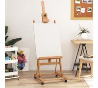 Kaloriko Chevalet en bois de hêtre massif - 55 x 53,5 x 178 cm - Réglable pour toiles jusqu'à 105 cm de hauteur - Avec roulettes - Mobile pour présentation, bureau, atelier et utilisation créative