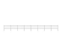 Kaloriko Clôture de jardin rectangulaire en acier revêtu par pulvérisation avec 8 éléments de clôture et 9 poteaux, noir, 13,6 m de long, panneau métallique solide pour jardin, terrasse