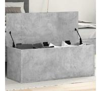 Kaloriko Coffre en bois gris béton - 90 x 35 x 35 cm - Coffre de rangement avec couvercle à charnière - Boîte de rangement pour jouets, linge, chambre à coucher, salon, couloir - Décoration vintage