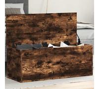 Kaloriko Coffre en chêne fumé - 90 x 35 x 35 cm - Espace de rangement - Banc avec couvercle - Table basse - Organiseur pour salon, chambre à coucher, couloir, chambre d'enfant, peu encombrant et
