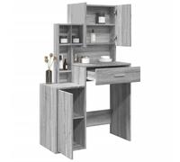 Kaloriko Coiffeuse avec armoire en chêne Sonoma gris, 80 x 35 x 132 cm, coiffeuse avec miroir, tiroir et espace de rangement, organisateur de maquillage pour chambre à coucher, meuble de coiffage pour