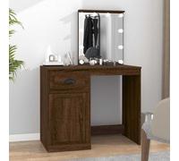 Kaloriko Coiffeuse avec LED marron chêne 90 x 50 x 132,5 cm avec miroir et tiroir, coiffeuse de maquillage avec espace de rangement et éclairage USB pour chambre à coucher et dressing