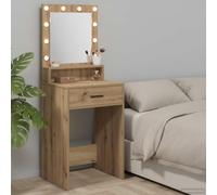 Kaloriko Coiffeuse en chêne Artisan avec éclairage - 50 x 41 x 135 cm - Table cosmétique avec 2 tiroirs et espace de rangement pour chambre à coucher - Organisateur de coiffeuse pour femme