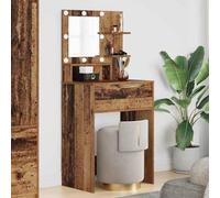 Kaloriko Coiffeuse pour chambre à coucher en bois avec miroir et éclairage LED, 80 x 39,6 x 135 cm, espace de rangement avec tiroirs et étagères pour maquillage et coiffage dans la chambre des femmes