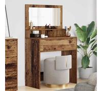 Kaloriko Coiffeuse pour chambre à coucher, en bois vieilli, 80 x 39,6 x 135 cm, coiffeuse, coiffeuse, commode avec tiroirs, espace de rangement, miroir, organiseur pour femme, chambre d'adolescent