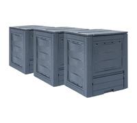 Kaloriko Composteur bac de Jardin Gris Effet rotin 3 pcs 60 x 60 x 73 cm, 780 L, Plastique résistant aux UV, compostage Recyclage au Jardin, terrasse et Potager
