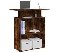 Kaloriko Comptoir de réception en bois de chêne fumé - 100 x 40 x 104 cm - Comptoirs de réception avec espace de rangement - Étagère de bureau, comptoir, poste de travail, meuble polyvalent, robuste