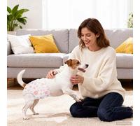 Kaloriko Couche jetable pour Chienne, 30 pcs Blanc Taille S, Couche Culotte hygienique pour Chiot Femelle, Protection Antid Fuite pour Chaleur, Incontinence, Maison et Voyage, Confort reglable