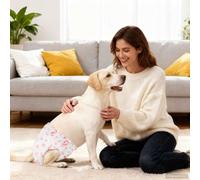 Kaloriko Couche jetable pour Chienne Blanc Taille L 30 pièces, 52 x 32 cm, 400 ML, réglable 34 à 50 cm, Respirante, antifuite, Confort pour Chaleur, Menstruation, Incontinence, Voyage, Dressage