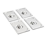 Kaloriko Couvercles de Plateau GN 1 4 en Acier Inoxydable argenté 4 pcs, 265 x 162 mm, Accessoire Buffet Traiteur Restauration Restaurant Cuisine Service Maintien Chaleur Conservation Thermique