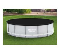 Kaloriko Couverture de Piscine Bestway Flowclear 396 cm, PVC Noir avec Trous de vidange, Corde de Fixation, pour Piscine Hors Sol, Protection Contre Feuilles et débris, Usage extérieur Jardin