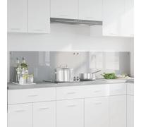 Kaloriko Crédence de Cuisine 2 pcs Gris Clair 100 x 40 cm en Verre trempé, 6 mm, avec 4 Trous pré-percés, résistante à la Chaleur, pour Cuisine Maison et préparation culinaire