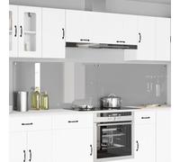 Kaloriko Crédence de Cuisine 2 pcs Gris Clair 120 x 60 cm en Verre trempé, 6 mm, thermorésistant, 4 Trous pré-percés, pour Cuisine Maison, Restaurant, préparation culinaire et Entretien Facile