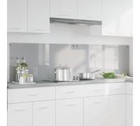 Kaloriko Crédence de Cuisine 2 pcs Gris Clair en Verre trempé 100 x 50 cm, 6 mm, avec 4 Trous prépercés, décor Mural résistant à la Chaleur pour Cuisine Maison et préparation culinaire