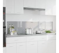 Kaloriko Crédence de Cuisine 2 pièces Gris Clair 90 x 40 cm en Verre trempé, 6 mm, thermorésistante, avec 4 Trous prépercés, pour Cuisine Maison et préparation culinaire