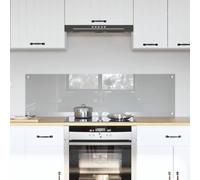 Kaloriko Crédence de Cuisine en Verre trempé Gris Clair 2 pcs 70 x 40 cm, 6 mm, 4 Trous pré-percés, Protection Murale thermorésistante pour Cuisine Maison et préparation culinaire
