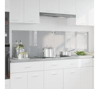 Kaloriko Crédence de Cuisine en Verre trempé Gris Clair 2 pièces, 90 x 50 cm, 6 mm, 4 Trous prépercés, résistance 240 degrés, Entretien Facile pour Cuisine Maison