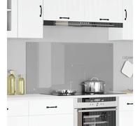 Kaloriko Crédence de Cuisine Gris Clair en Verre trempé 120 x 60 cm, 4 Trous pré-percés, Usage intérieur, Protection Murale thermorésistante pour Cuisine Maison et préparation culinaire