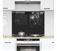 Kaloriko Crédence de Cuisine Noire en Verre trempé 80 x 60 cm, Protection Murale résistante à la Chaleur, pour Cuisine Maison, Restaurant, préparation culinaire et Entretien Facile