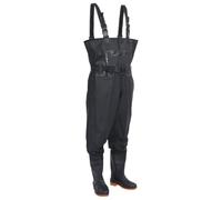 Kaloriko Cuissard avec bottes et ceinture, noir, taille 39, polyester enduit de PVC, bretelles réglables, imperméable, respirant, antidérapant, idéal pour les pêcheurs, chasseurs et utilisation en