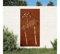 Kaloriko Décoration Murale Jardin en Acier corten 105 x 55 cm, Fleur ajourée pour clôture et terrasse, Affiche Poster Toile Tableau, Art Moderne intérieur extérieur, Mur décoratif Durable