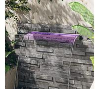Kaloriko Déversoir pour Cascade avec LED RVB en Acier Inoxydable brossé SS 304 90 cm, Jet Eau pour Bassin et Fontaine, Mur et Vasque, décoration extérieure pour Jardin, terrasse, Piscine