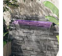 Kaloriko Déversoir pour Cascade LED RVB en Acier Inoxydable brossé 108 cm, Fontaine Cascade pour Bassin, Jet Eau décoratif, Mur Source et Vasque, Jardin Maison extérieur terrasse Patio Zen