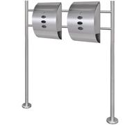 Kaloriko Double boîte à Lettre sur Support en Acier Inoxydable, 2 Compartiments verrouillables avec Fente à courrier, Porte-Journal, 4 clés, Design Moderne pour Maison Jardin Portail Facade securite